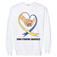 Down Syndrome Awareness Support Heart Ribbon Garment-Dyed Sweatshirt