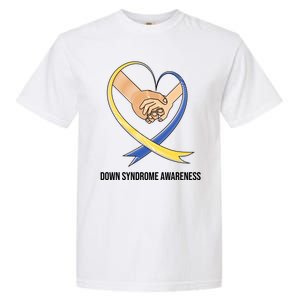 Down Syndrome Awareness Support Heart Ribbon Garment-Dyed Heavyweight T-Shirt