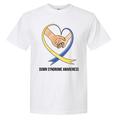 Down Syndrome Awareness Support Heart Ribbon Garment-Dyed Heavyweight T-Shirt