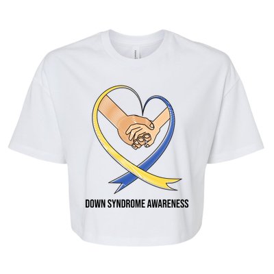 Down Syndrome Awareness Support Heart Ribbon Bella+Canvas Jersey Crop Tee