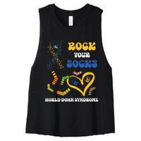 Down Syndrome Awareness Rock Your Socks T21 Women's Racerback Cropped Tank