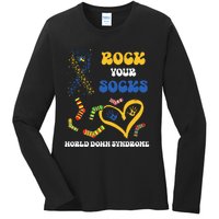 Down Syndrome Awareness Rock Your Socks T21 Ladies Long Sleeve Shirt