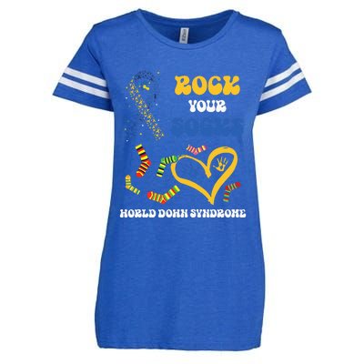 Down Syndrome Awareness Rock Your Socks T21 Enza Ladies Jersey Football T-Shirt