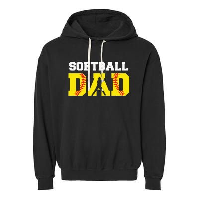 Dad Softball Apparel Yellow Softball Dad Garment-Dyed Fleece Hoodie