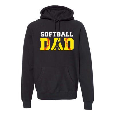 Dad Softball Apparel Yellow Softball Dad Premium Hoodie