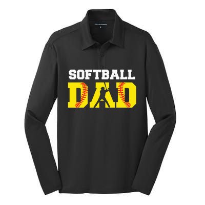 Dad Softball Apparel Yellow Softball Dad Silk Touch Performance Long Sleeve Polo