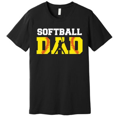 Dad Softball Apparel Yellow Softball Dad Premium T-Shirt