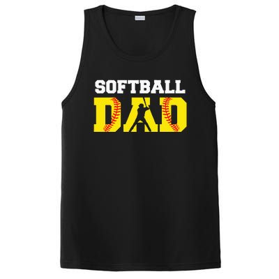 Dad Softball Apparel Yellow Softball Dad PosiCharge Competitor Tank