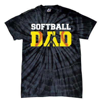 Dad Softball Apparel Yellow Softball Dad Tie-Dye T-Shirt