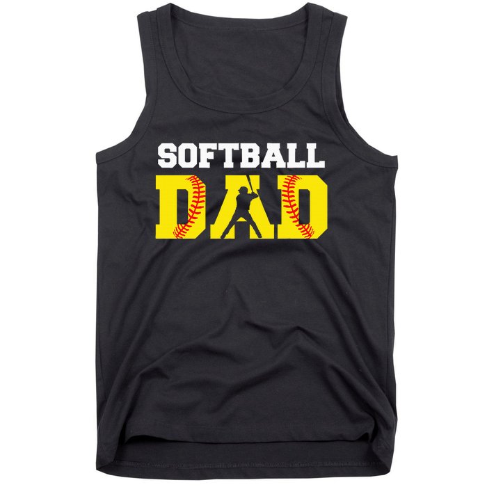 Dad Softball Apparel Yellow Softball Dad Tank Top