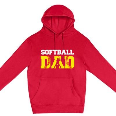 Dad Softball Apparel Yellow Softball Dad Premium Pullover Hoodie