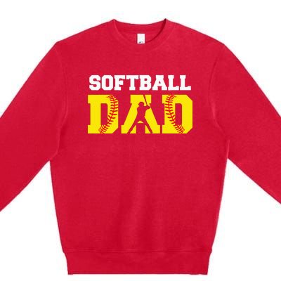 Dad Softball Apparel Yellow Softball Dad Premium Crewneck Sweatshirt