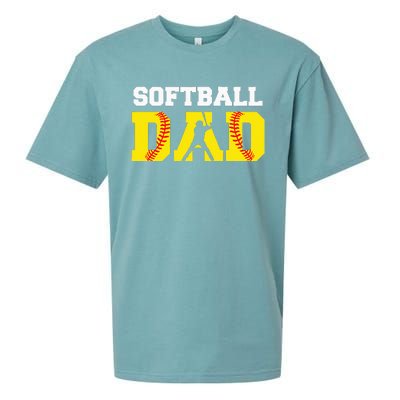 Dad Softball Apparel Yellow Softball Dad Sueded Cloud Jersey T-Shirt