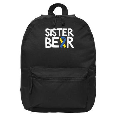 Down Syndrome Awareness T21 Day Sister Bear 16 in Basic Backpack