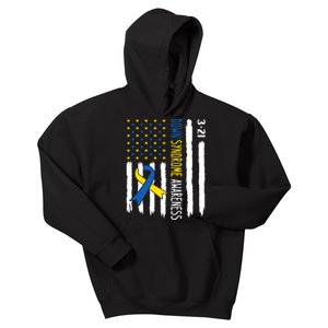 Down Syndrome Awareness Us Flag Trisomy 21 Kids Hoodie