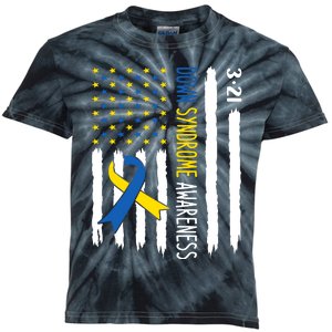 Down Syndrome Awareness Us Flag Trisomy 21 Kids Tie-Dye T-Shirt