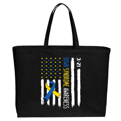 Down Syndrome Awareness Us Flag Trisomy 21 Cotton Canvas Jumbo Tote