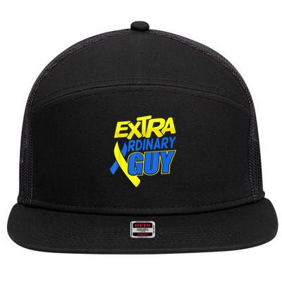Down Syndrome Awareness T21 Day Extra Ordinary Guy 7 Panel Mesh Trucker Snapback Hat