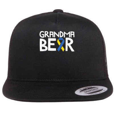 Down Syndrome Awareness T21 Day Grandma Bear Flat Bill Trucker Hat