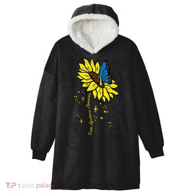 Down Syndrome Awareness Sunflower Butterfly Hooded Wearable Blanket