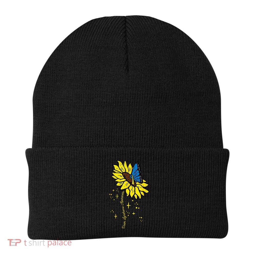 Down Syndrome Awareness Sunflower Butterfly Knit Cap Winter Beanie