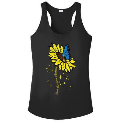 Down Syndrome Awareness Sunflower Butterfly Ladies PosiCharge Competitor Racerback Tank