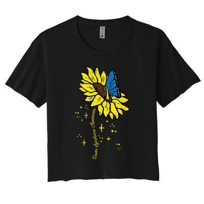 Down Syndrome Awareness Sunflower Butterfly Crop Top