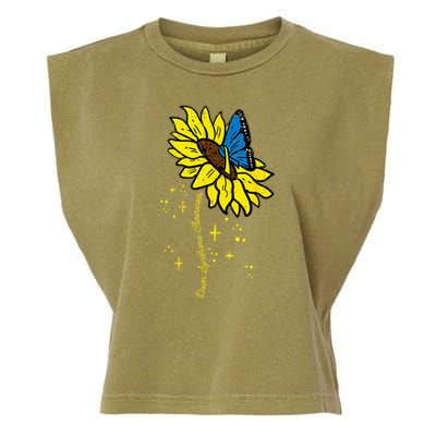 Down Syndrome Awareness Sunflower Butterfly Garment-Dyed Women's Muscle Tee