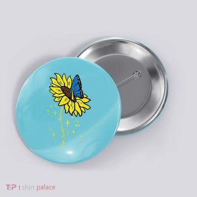 Down Syndrome Awareness Sunflower Butterfly Button