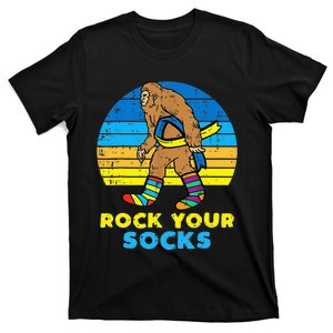 Down Syndrome Bigfoot Rock Your Socks Awareness Sasquatch T-Shirt