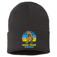 Down Syndrome Bigfoot Rock Your Socks Awareness Sasquatch Sustainable Knit Beanie