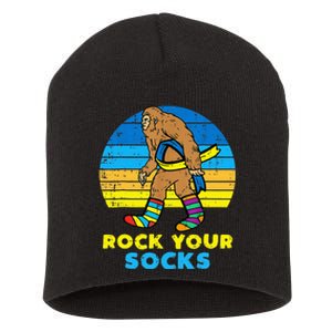 Down Syndrome Bigfoot Rock Your Socks Awareness Sasquatch Short Acrylic Beanie