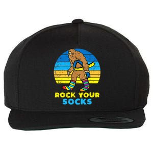 Down Syndrome Bigfoot Rock Your Socks Awareness Sasquatch Wool Snapback Cap