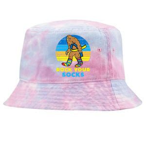 Down Syndrome Bigfoot Rock Your Socks Awareness Sasquatch Tie-Dyed Bucket Hat