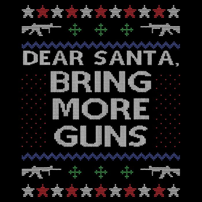 Dear Santa Bring More Guns Ugly Christmas Sweater Funny Gun 16 in Basic Backpack