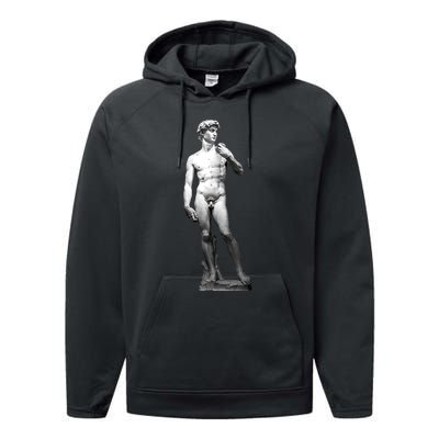 David Statue By Michelangelo Performance Fleece Hoodie