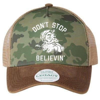 Don't Stop Believing Christmas Vintage Santa Winter Funny Legacy Tie Dye Trucker Hat