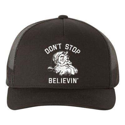 Don't Stop Believing Christmas Vintage Santa Winter Funny Yupoong Adult 5-Panel Trucker Hat