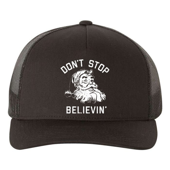 Don't Stop Believing Christmas Vintage Santa Winter Funny Yupoong Adult 5-Panel Trucker Hat