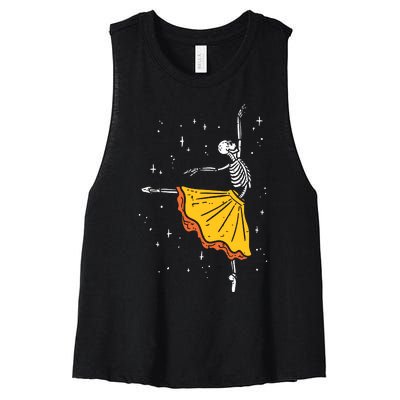 Dancing Skeleton Ballerina Ballet Dance Halloween Girl Women Women's Racerback Cropped Tank