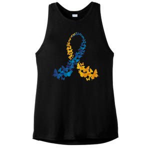 Down Syndrome Butterfly Awareness Ladies PosiCharge Tri-Blend Wicking Tank