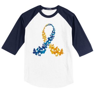 Down Syndrome Butterfly Awareness Baseball Sleeve Shirt