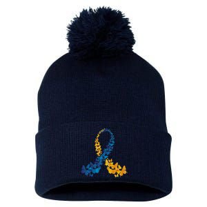 Down Syndrome Butterfly Awareness Pom Pom 12in Knit Beanie