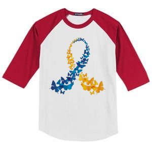 Down Syndrome Butterfly Awareness Kids Colorblock Raglan Jersey