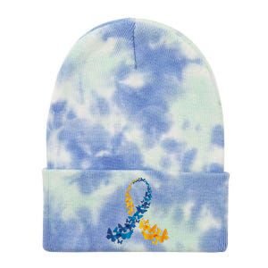 Down Syndrome Butterfly Awareness Tie Dye 12in Knit Beanie