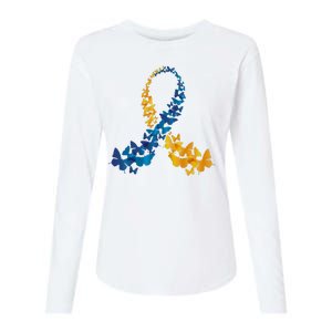 Down Syndrome Butterfly Awareness Womens Cotton Relaxed Long Sleeve T-Shirt