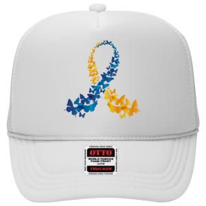 Down Syndrome Butterfly Awareness High Crown Mesh Back Trucker Hat