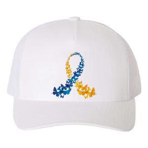 Down Syndrome Butterfly Awareness Yupoong Adult 5-Panel Trucker Hat