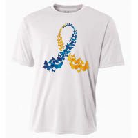 Down Syndrome Butterfly Awareness Cooling Performance Crew T-Shirt