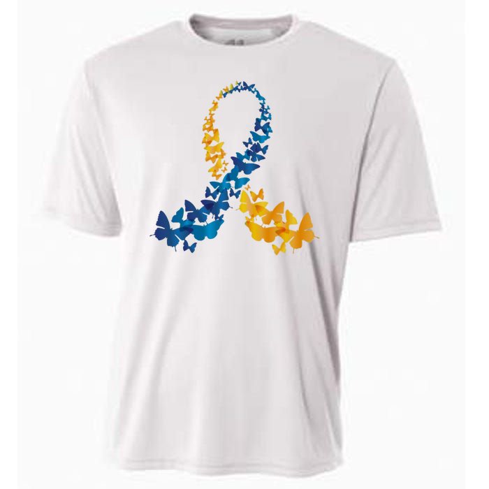 Down Syndrome Butterfly Awareness Cooling Performance Crew T-Shirt